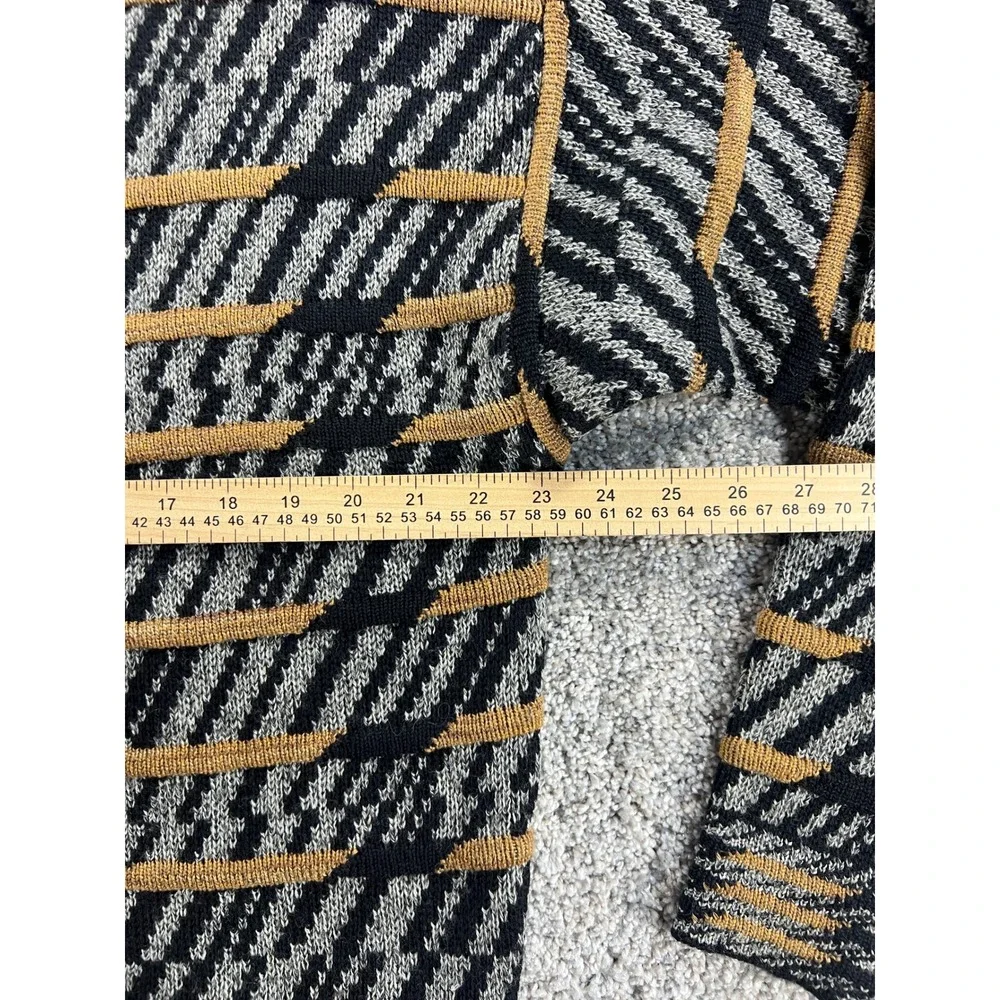Vintage Jhane Barnes Mens Geometric Pattern Wool Blend Cardigan Sweater Medium